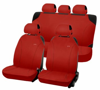 1 269 р. Универсальные чехлы сидений (майка, 4 предм., полиэстер) CARFASHION Peugeot 301 (2012-2017) (красные)  с доставкой в г. Калуга. Увеличить фотографию 1