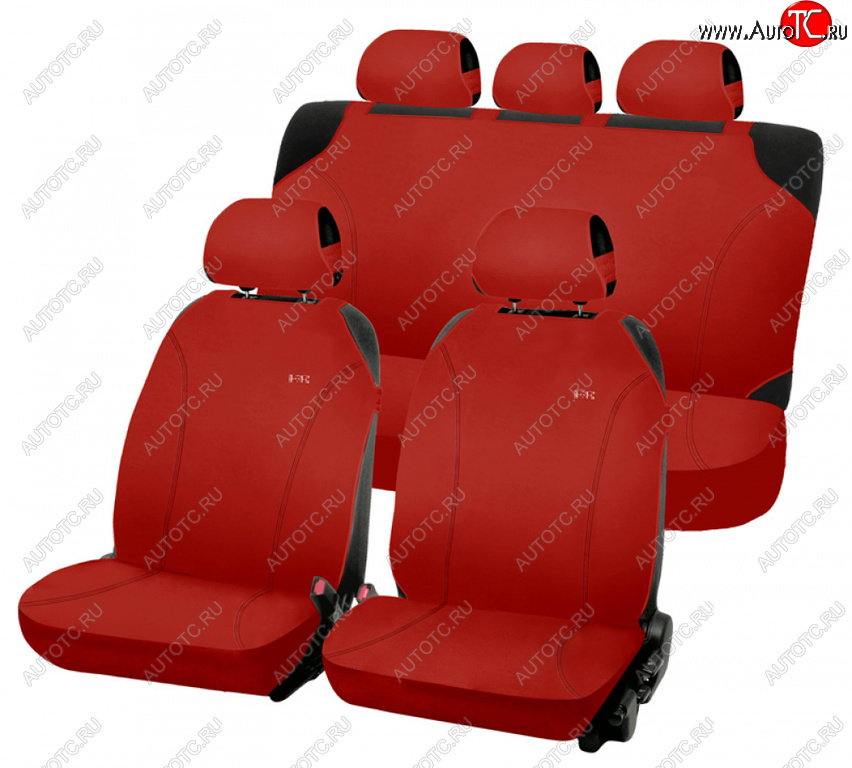 1 269 р. Универсальные чехлы сидений (майка, 4 предм., полиэстер) CARFASHION Peugeot 301 (2012-2017) (красные)  с доставкой в г. Калуга