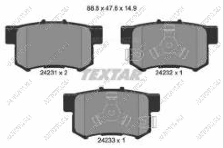 3 099 р. Колодки тормозные задние (4шт.) TEXTAR Honda CR-V RD4,RD5,RD6,RD7,RD9  дорестайлинг (2001-2004)  с доставкой в г. Калуга