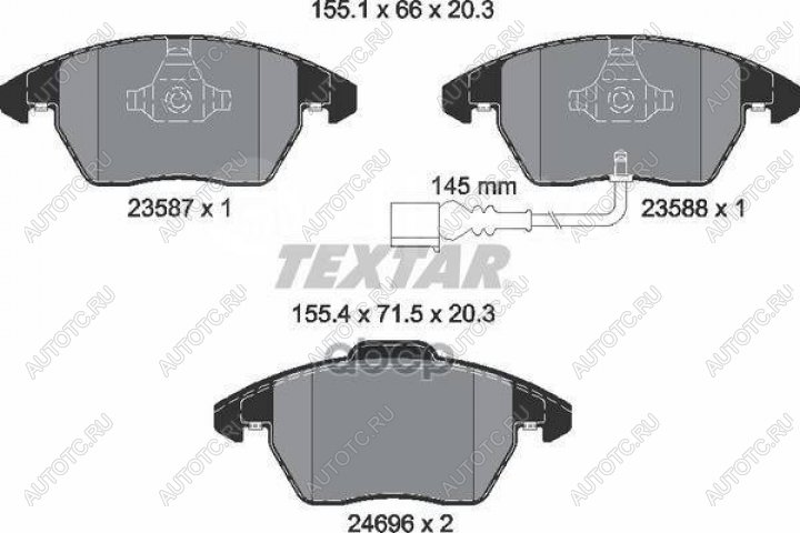 5 199 р. Колодки тормозные передние (4шт.) TEXTAR Audi A1 8X1 хэтчбэк 3 дв. дорестайлинг (2010-2014)  с доставкой в г. Калуга