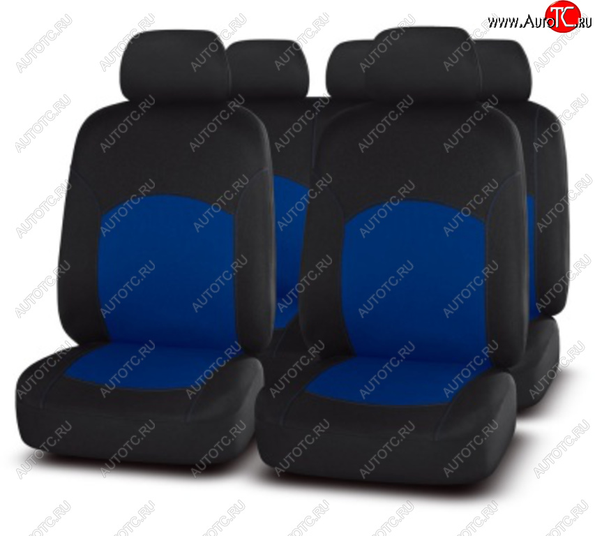 1 739 р. Универсальные чехлы сидений (майка, 9 предм., полиэстер)Best PREMIER Mercedes-Benz G class W463 5 дв. 2-ой рестайлинг (1998-2002) (черно-синие)  с доставкой в г. Калуга