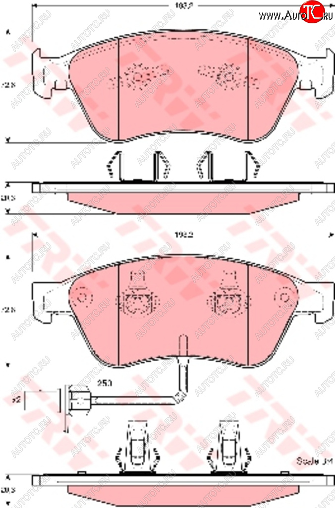 8 649 р. Колодки тормозные передние (4шт.) TRW Audi A8 D3 дорестайлинг (2002-2005)  с доставкой в г. Калуга