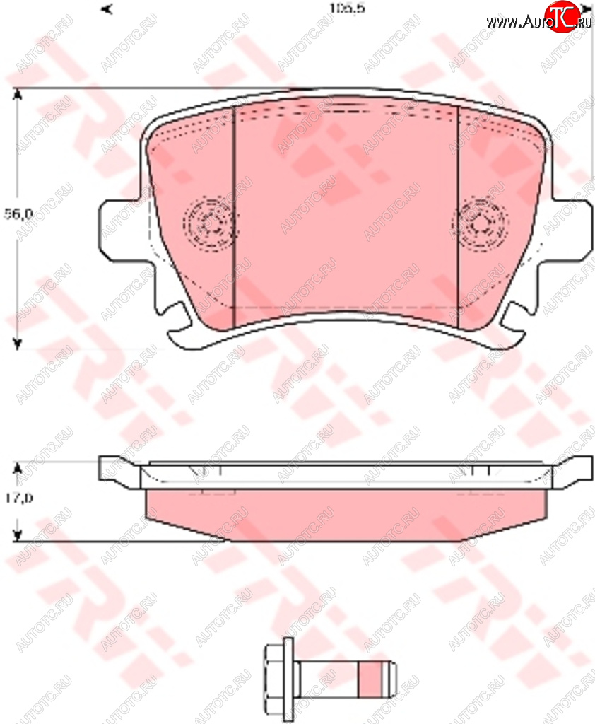 3 299 р. Колодки тормозные передние (4шт.) TRW Audi A3 8P1 хэтчбэк 3 дв. дорестайлинг (2003-2005)  с доставкой в г. Калуга