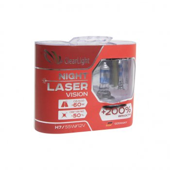 Лампа 12V H7 55W +200% (2шт.) Night Laser Vision CLEARLIGHT Mercedes-Benz G class W463 5 дв. 2-ой рестайлинг (1998-2002)