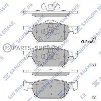 2 299 р. Колодки тормозные передние МКПП (4шт.) SANGSIN  Honda Accord  CR (2013-2020) седан дорестайлинг, седан рестайлинг  с доставкой в г. Калуга. Увеличить фотографию 1