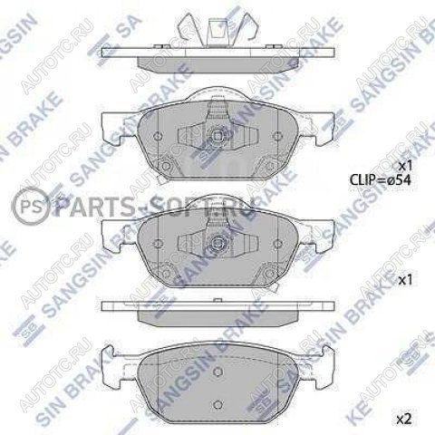 2 299 р. Колодки тормозные передние МКПП (4шт.) SANGSIN  Honda Accord  CR (2013-2020) седан дорестайлинг, седан рестайлинг  с доставкой в г. Калуга