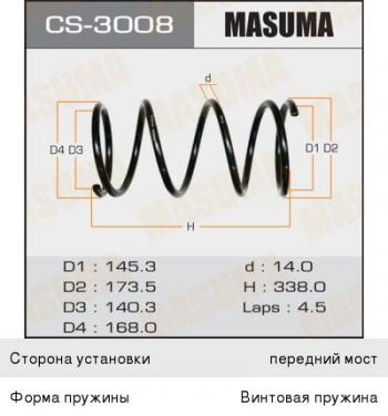 2 169 р. Пружина передней подвески MASUMA  CITROEN C3  FC/FN (2002-2009) хэтчбэк  с доставкой в г. Калуга. Увеличить фотографию 1