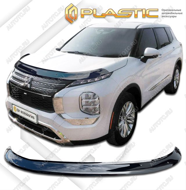 2 799 р. Дефлектор капота (exclusive) CA-Plastic Mitsubishi Outlander GF 3-ий рестайлинг (2018-2022) (Classic черный)  с доставкой в г. Калуга