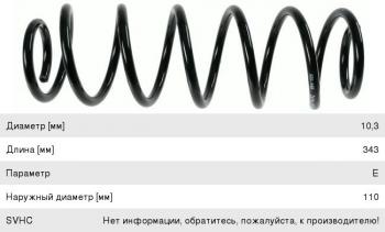 4 799 р. Пружина задней подвески SACHS  Honda Civic ( FD,  FK,FN) (2005-2008) седан дорестайлинг, хэтчбэк 5 дв. дорестайлинг  с доставкой в г. Калуга. Увеличить фотографию 1