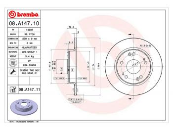 3 099 р. Диск тормозной задний Ø260 BREMBO Honda Civic FN купе дорестайлинг (2005-2008)  с доставкой в г. Калуга. Увеличить фотографию 1