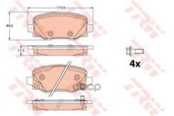 Колодки тормозные передние (4шт.) TRW Jeep Cherokee KL дорестайлинг (2014-2017)