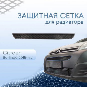 2 999 р. Защитная сетка в бампер (низ, ячейка 3х7 мм) Alfeco Стандарт  CITROEN Berlingo  B9 (2015-2022) рестайлинг (Чёрная)  с доставкой в г. Калуга. Увеличить фотографию 3