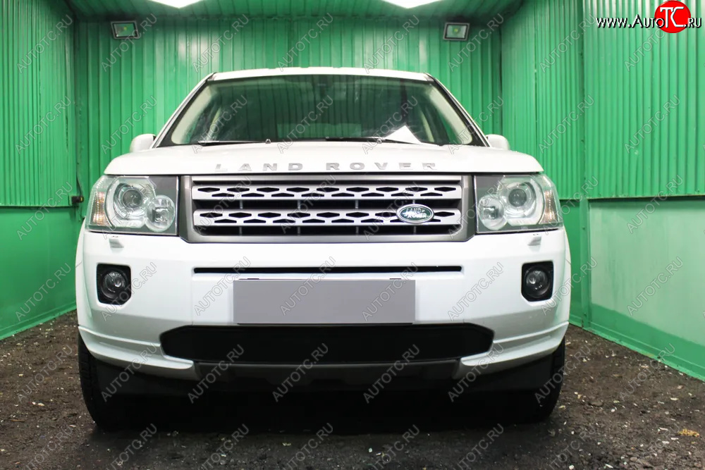 3 199 р. Защитная сетка в бампер (низ, ячейка 3х7 мм) Alfeco Стандарт  Land Rover Freelander  L359 (2010-2012) 1-ый рестайлинг (Чёрная)  с доставкой в г. Калуга