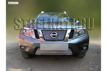 2 799 р. Защита радиатора (верх) Стрелка11 Стандарт  Nissan Terrano  D10 (2013-2016) дорестайлинг (черная)  с доставкой в г. Калуга. Увеличить фотографию 1