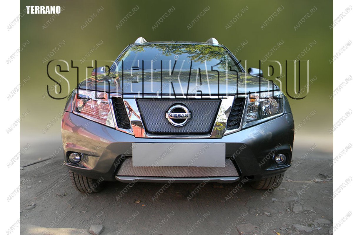 2 799 р. Защита радиатора (верх) Стрелка11 Стандарт  Nissan Terrano  D10 (2013-2016) дорестайлинг (черная)  с доставкой в г. Калуга