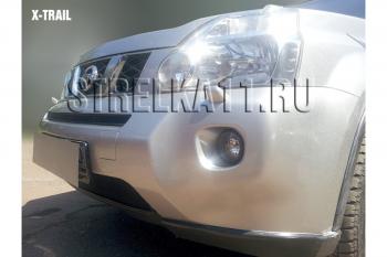 3 399 р. Защита радиатора (низ) Стрелка11 Стандарт Nissan X-trail 2 T31 дорестайлинг (2007-2011) (черная)  с доставкой в г. Калуга. Увеличить фотографию 2