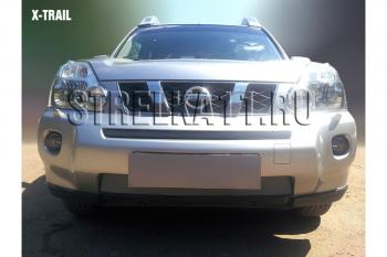 3 589 р. Защита радиатора (низ) Стрелка11 Стандарт  Nissan X-trail  2 T31 (2007-2011) дорестайлинг (хром)  с доставкой в г. Калуга. Увеличить фотографию 1