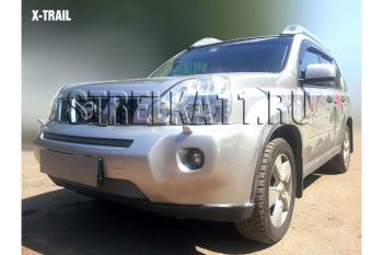 3 589 р. Защита радиатора (низ) Стрелка11 Стандарт  Nissan X-trail  2 T31 (2007-2011) дорестайлинг (хром)  с доставкой в г. Калуга. Увеличить фотографию 2