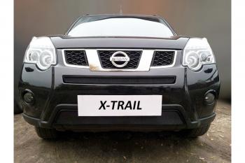 3 399 р. Защита радиатора (низ) Стрелка11 Стандарт  Nissan X-trail  2 T31 (2010-2015) рестайлинг (черная)  с доставкой в г. Калуга. Увеличить фотографию 2