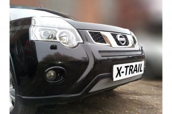 3 589 р. Защита радиатора (низ) Стрелка11 Стандарт  Nissan X-trail  2 T31 (2010-2015) рестайлинг (хром)  с доставкой в г. Калуга. Увеличить фотографию 1