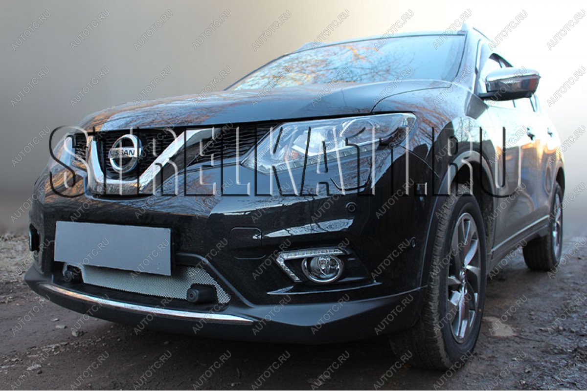 3 499 р. Защита радиатора (с парктроником низ) Стрелка11 Стандарт  Nissan X-trail  3 T32 (2013-2018) дорестайлинг (хром)  с доставкой в г. Калуга