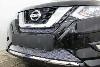 3 499 р. Защита радиатора (низ) Стрелка11 Стандарт  Nissan X-trail  3 T32 (2017-2022) рестайлинг (хром)  с доставкой в г. Калуга. Увеличить фотографию 1