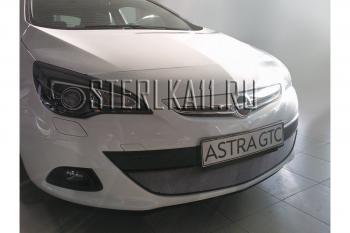 3 099 р. Защита радиатора Стрелка11 Стандарт  Opel Astra  J GTC (2011-2018) (черная)  с доставкой в г. Калуга. Увеличить фотографию 2