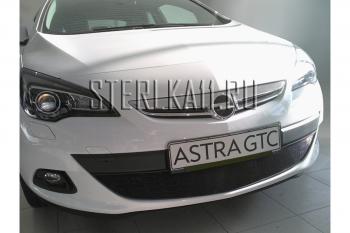 3 099 р. Защита радиатора Стрелка11 Стандарт  Opel Astra  J GTC (2011-2018) (черная)  с доставкой в г. Калуга. Увеличить фотографию 1