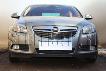 3 399 р. Защита радиатора Стрелка11 Стандарт Opel Insignia A дорестайлинг седан (2008-2013) (черная)  с доставкой в г. Калуга. Увеличить фотографию 2