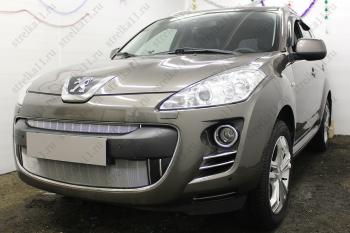 2 689 р. Защита радиатора (верх) Стрелка11 Стандарт  Peugeot 4007 (2007-2012) (хром)  с доставкой в г. Калуга. Увеличить фотографию 1