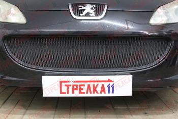 3 199 р. Защита радиатора (низ) Стрелка11 Стандарт Peugeot 407 седан (2004-2010) (черная)  с доставкой в г. Калуга. Увеличить фотографию 1