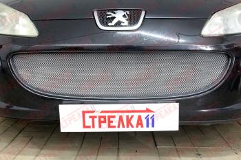 3 399 р. Защита радиатора (низ) Стрелка11 Стандарт  Peugeot 407 ( седан,  универсал) (2004-2011) (хром)  с доставкой в г. Калуга. Увеличить фотографию 1