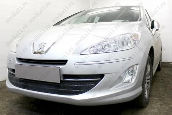 3 679 р. Защита радиатора (3 части) Стрелка11 Стандарт  Peugeot 408 (2010-2017)  дорестайлинг (черная)  с доставкой в г. Калуга. Увеличить фотографию 2