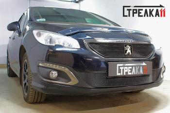 3 179 р. Защита радиатора (верх) Стрелка11 Стандарт  Peugeot 408 (2015-2022) рестайлинг (хром)  с доставкой в г. Калуга. Увеличить фотографию 1