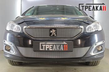 3 179 р. Защита радиатора (верх) Стрелка11 Стандарт  Peugeot 408 (2015-2022) рестайлинг (хром)  с доставкой в г. Калуга. Увеличить фотографию 2