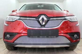 3 699 р. Защита радиатора (верх, 2 части) Стрелка11 Стандарт  Renault Arkana (2019-2024) (хром)  с доставкой в г. Калуга. Увеличить фотографию 2