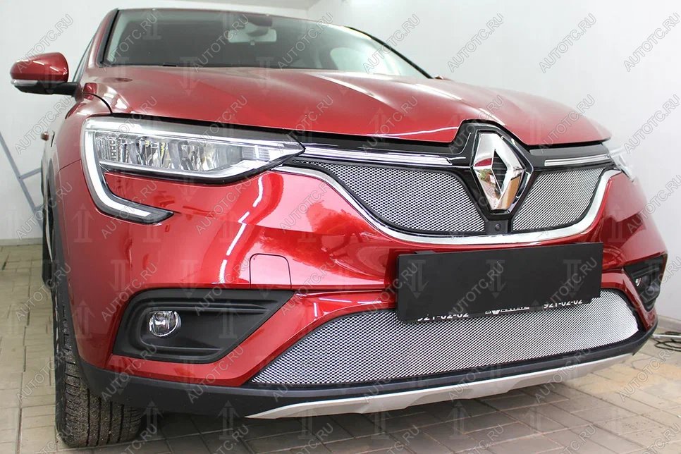 3 699 р. Защита радиатора (верх, 2 части) Стрелка11 Стандарт  Renault Arkana (2019-2024) (хром)  с доставкой в г. Калуга