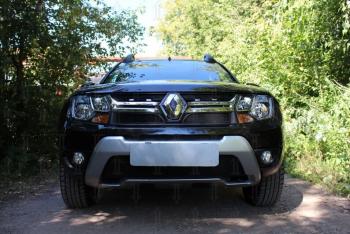 2 559 р. Защита радиатора (верх) Стрелка11 Стандарт  Renault Duster  HS (2015-2021) рестайлинг (черная)  с доставкой в г. Калуга. Увеличить фотографию 3