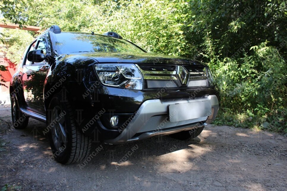 2 689 р. Защита радиатора (верх) Стрелка11 Стандарт  Renault Duster  HS (2015-2021) рестайлинг (хром)  с доставкой в г. Калуга