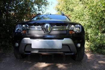 2 689 р. Защита радиатора (верх) Стрелка11 Стандарт  Renault Duster  HS (2015-2021) рестайлинг (хром)  с доставкой в г. Калуга. Увеличить фотографию 3