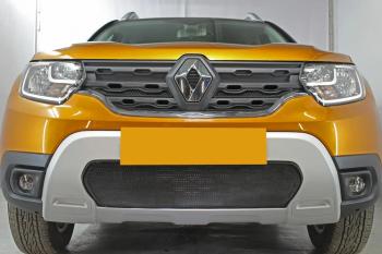 3 599 р. Защита радиатора (верх, 4 части) Стрелка11 Стандарт Renault Duster HM (2020-2024) (черная)  с доставкой в г. Калуга. Увеличить фотографию 3