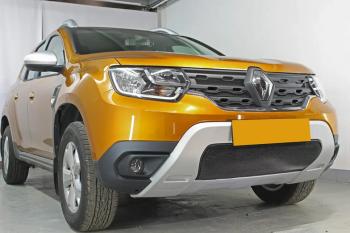 3 599 р. Защита радиатора (верх, 4 части) Стрелка11 Стандарт  Renault Duster  HM (2020-2024) (черная)  с доставкой в г. Калуга. Увеличить фотографию 4