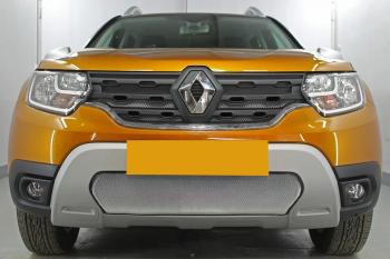 3 779 р. Защита радиатора (верх, 4 части) Стрелка11 Стандарт  Renault Duster  HM (2020-2024) (хром)  с доставкой в г. Калуга. Увеличить фотографию 2