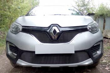 3 299 р. Защита радиатора (верх) Стрелка11 Стандарт  Renault Kaptur (2016-2020) дорестайлинг (черная)  с доставкой в г. Калуга. Увеличить фотографию 2