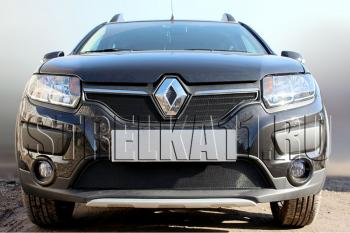  Защита радиатора Стрелка11 Стандарт Renault Sandero Stepway (B8) дорестайлинг (2014-2018)  (черная)