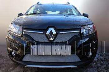 2 899 р. Защита радиатора Стрелка11 Стандарт  Renault Logan  2 - Sandero Stepway  (B8) (хром)  с доставкой в г. Калуга. Увеличить фотографию 1