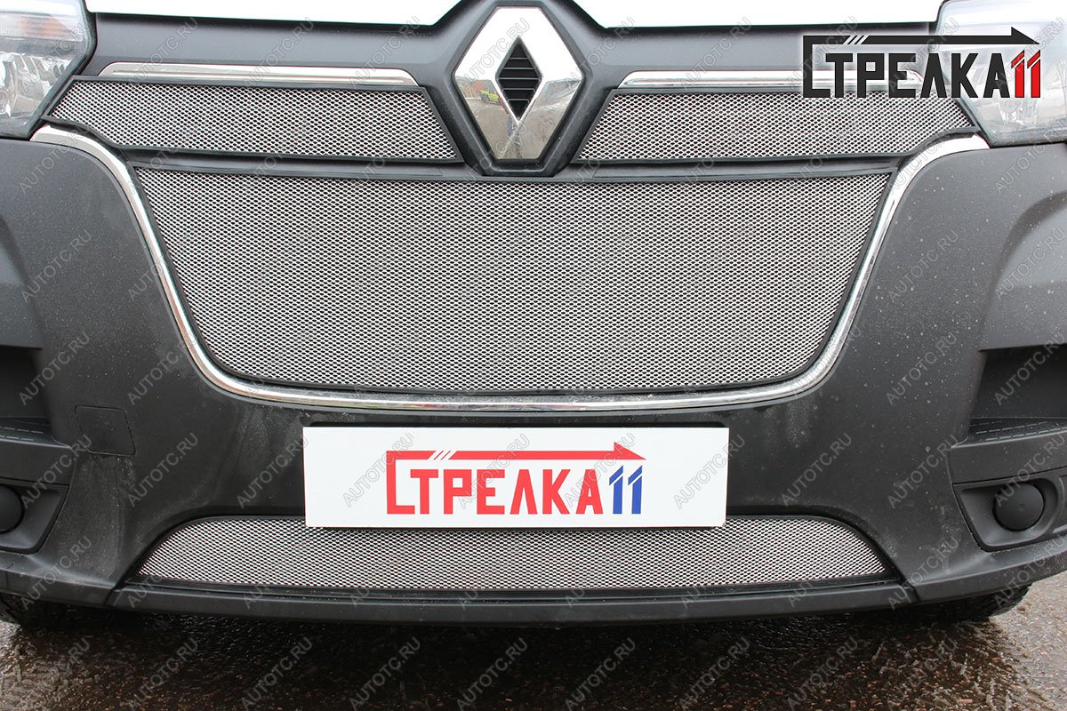 9 799 р. Защита радиатора (4 части) Стандарт  Renault Master  FV,JV (2019-2024) фургон 2-ой рестайлинг (хром)  с доставкой в г. Калуга