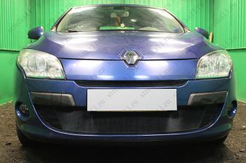 1 859 р. Защита радиатора (верх) Стандарт  Renault Megane  седан (2008-2012)  дорестайлинг (черная)  с доставкой в г. Калуга. Увеличить фотографию 2