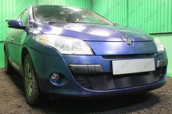 2 499 р. Защита радиатора (низ) Стандарт Renault Megane седан  дорестайлинг (2008-2012) (черная)  с доставкой в г. Калуга. Увеличить фотографию 1