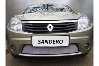 2 599 р. Защита радиатора Стрелка11 Стандарт  Renault Sandero  (BS) (2009-2014) (хром)  с доставкой в г. Калуга. Увеличить фотографию 1